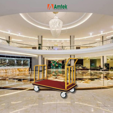Xe Đẩy Hành Lý Khách Sạn Inox Vàng