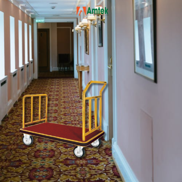 Xe Đẩy Hành Lý Khách Sạn Inox Vàng