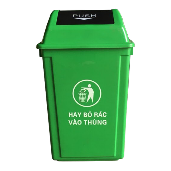 Thùng rác nắp lật PUSH 40L xanh lá, xám Chất liệu : nhựa HDPE