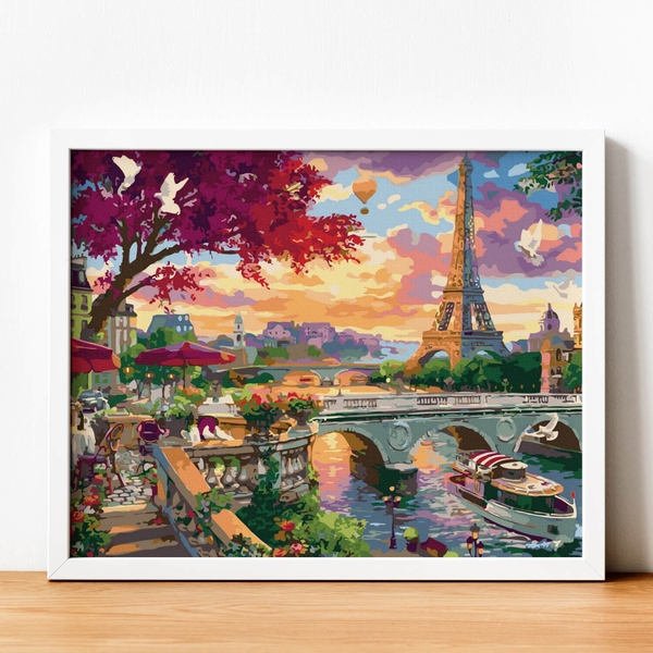 Tranh số hóa Paris Mùa Xuân đã căng khung 40x50cm