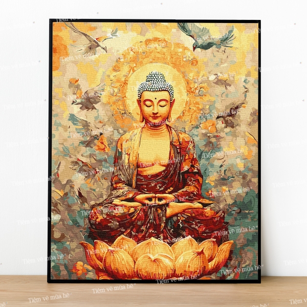 Tranh số hóa Phật Tâm Thanh Tịnh đã căng khung 40x50cm