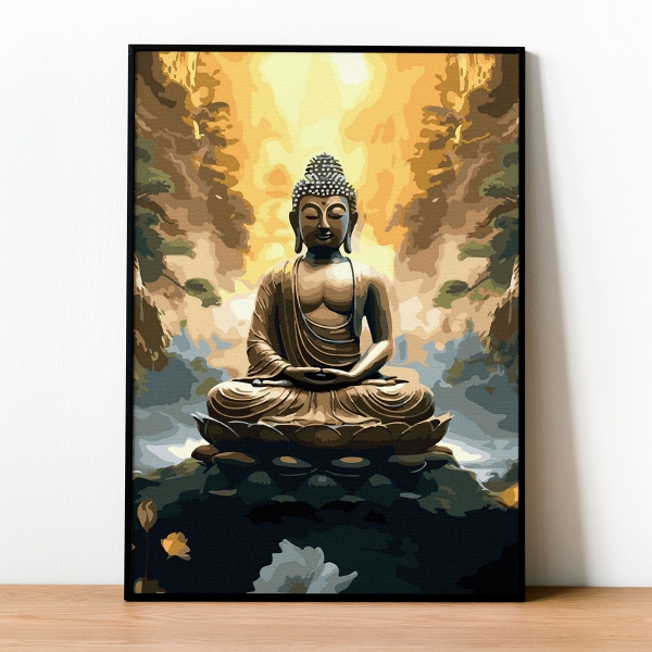 Tranh số hóa Phật Chánh niệm đã căng khung 40x50cm