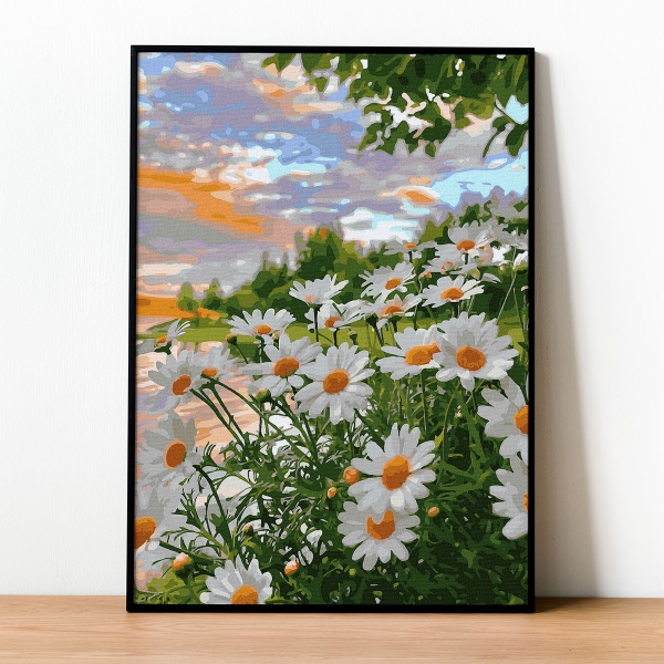 Tranh số hóa Cúc họa mi đã căng khung 40x50cm