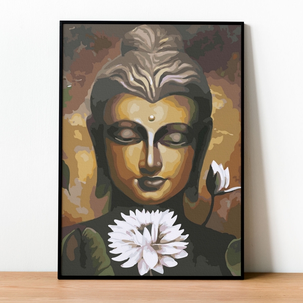 Tranh số hóa - Phật sen trắng đã căng khung 40x50cm