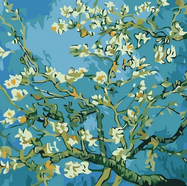 Tranh số hóa Vangogh 20x20cm - Hoa Hạnh Nhân