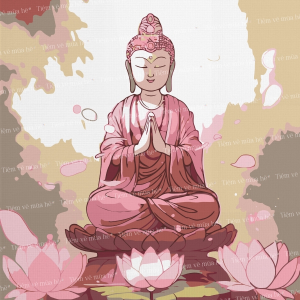 Tranh số hóa 20x20cm - Phật sen hồng