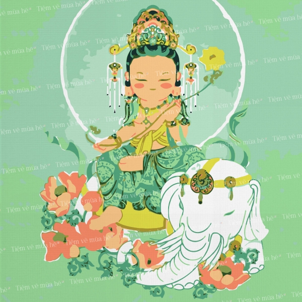 Tranh số hóa 20x20cm - Phổ hiền bồ tát