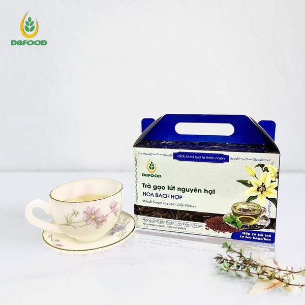 Trà gạo lứt hữu cơ - hoa bách hợp