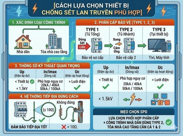 Cách Lựa Chọn Thiết Bị Chống Sét Lan Truyền Phù Hợp Cho Từng Công Trình
