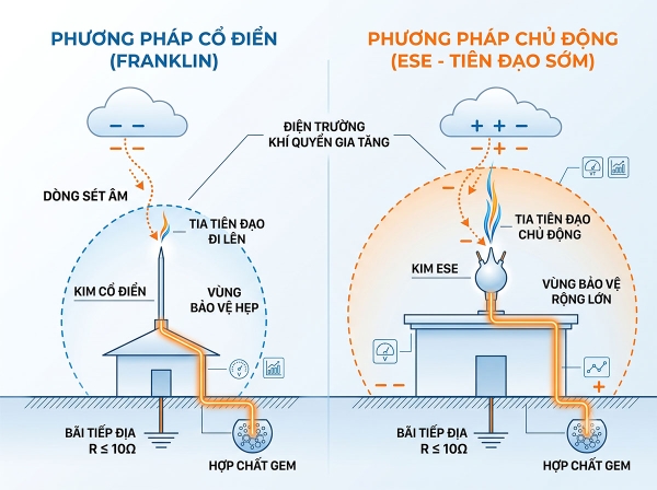 Nguyên Lý Hoạt Động Của Kim Thu Sét: Hiểu Đúng Để Lắp Đúng Chuẩn Kỹ Thuật