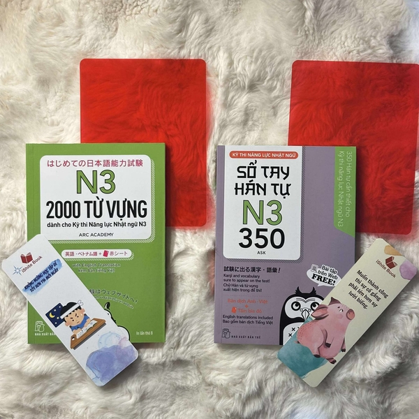 Combo sổ tay tango 2000 từ vựng N3 và 350 hán tự N3 (Tặng kèm File nghe + Tấm thẻ đỏ)
