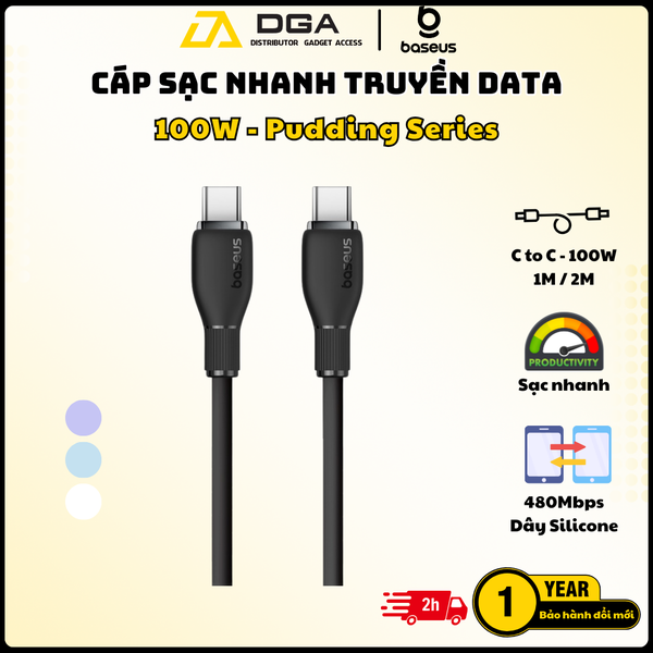 Cáp Sạc Nhanh Cho iPhone iPad Baseus Pudding Series Type C to Type C PD 100W (Fast Charging Data Cable)
