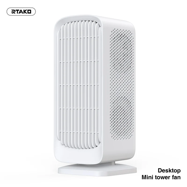 Quạt Tích Điện Để Bàn Mini RTAKO YW-DC04 (3600/7200mAh, Xoay 90°, 5-Gear, 24H)