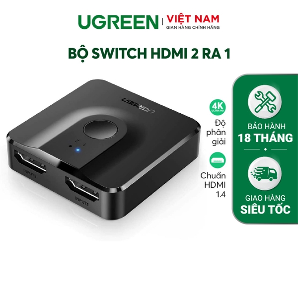 UGREEN 2 In 1 Out HDMI Switcher 4K@60Hz CM217