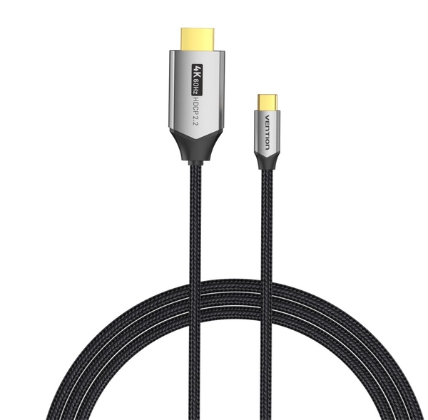 Cáp Chuyển Type-C to HDMI Vention CRBBH 4K@60Hz (Cotton Braided, 2M, HDCP2.2)