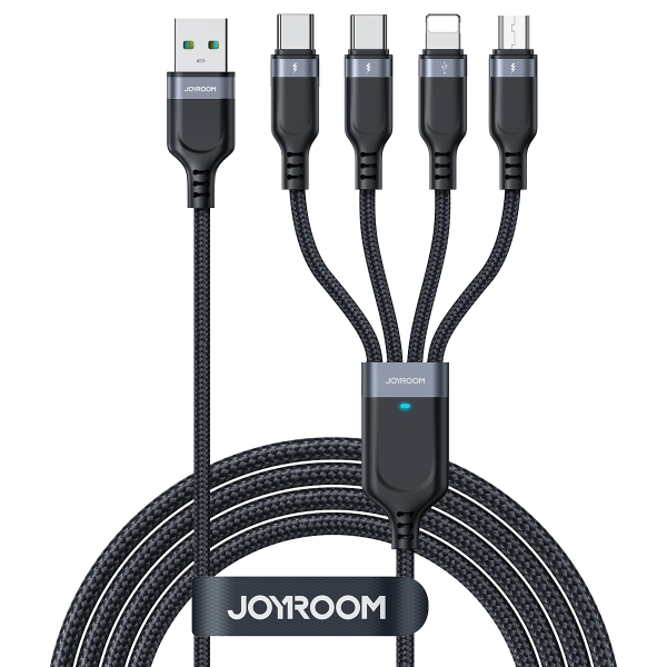 Cáp sạc Joyroom 1T4018A18 Multi Use 4 in1 3.5A USB-A to Lightning*2+Type-C+Micro truyền dữ liệu 1.2m