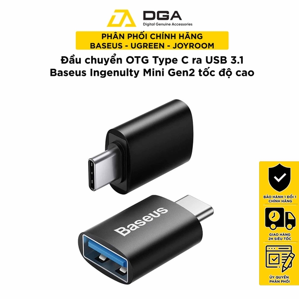 Đầu chuyển OTG Type C to USB 3.1 tốc độ cao Baseus Ingenuity Series Mini OTG Gen2