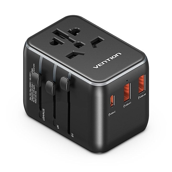 Củ sạc du lịch Vention 3 cổng sạc C+A+A Universal Travel Adapter (20W/18W/18W)