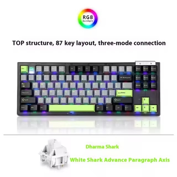 Bàn Phím Cơ Darmoshark TOP 87 Tri mode Không Dây RGB, Hot Swap, PBT Double-shot, Matcha Switch - Chính Hãng VN