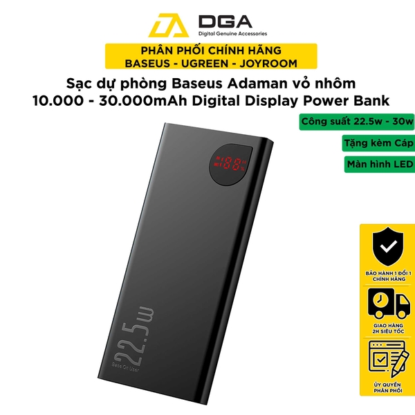 Sạc dự phòng 22.5W Baseus Adaman Metal Digital Display Quick Charge Power Bank