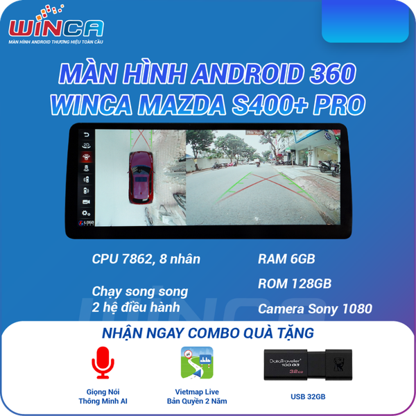 Màn Hình DVD Android Ô Tô Liền Camera 360 Winca Mazda S400+ Pro 360