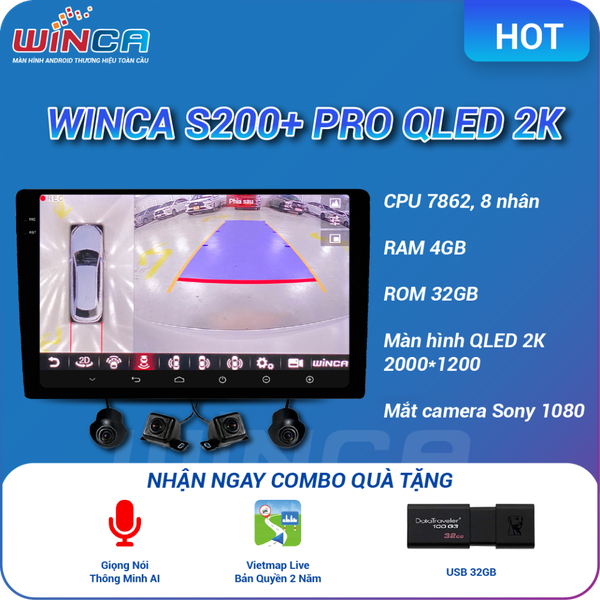 Màn Hình DVD Android Ô Tô Winca S200+ PRO QLED 2K 360