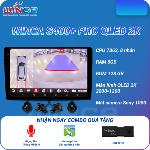 Màn Hình DVD Android Ô Tô Winca S400+ PRO 360 QLED 2K