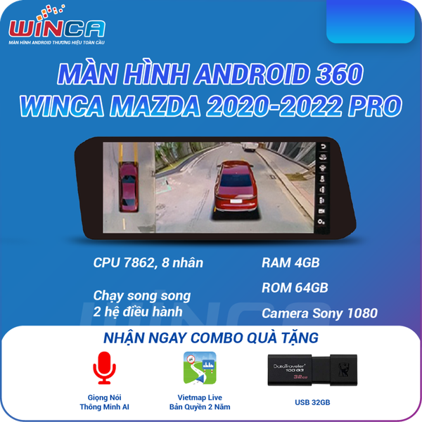 Màn Hình DVD Android Ô Tô Liền Camera 360 Winca S300+ Pro 360 Mazda 3 2020-2022