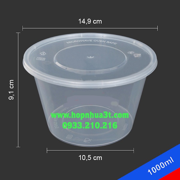 Hộp nhựa tròn 1000ML - 3T PLASTIC