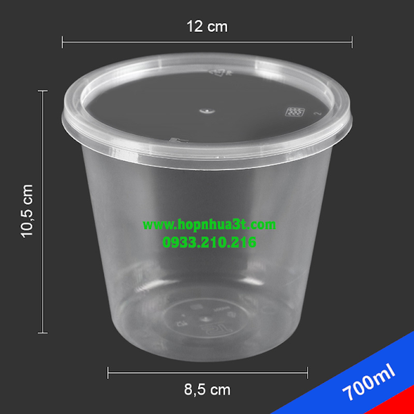 Hộp nhựa tròn 700ML - 3T PLASTIC