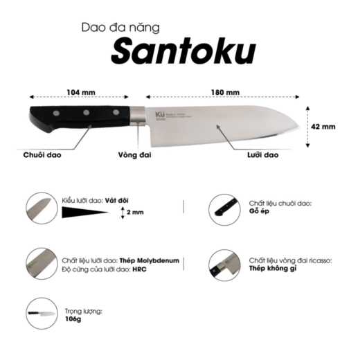 DAO ĐA NĂNG SANTOKU NHẬT BẢN KU JN165