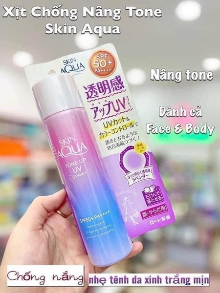 Xịt Chống Nắng Skin Aqua Tone Up UV SPF50+ PA++++ Lọ 70g Nâng Tone Chống Nắng Nội Địa Nhật Bản