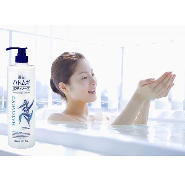 Sữa Tắm Dưỡng Ẩm, Trắng Da Chiết Xuất Hạt Ý Dĩ Hatomugi Moisturizing Washing 800ml-nhật