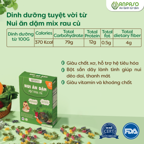 Nui ăn dặm Mix rau củ 150g