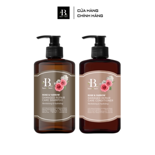 Bộ Dầu gội + Dầu xả Bare For Bare - Phục hồi tóc hư tổn 300ml x2