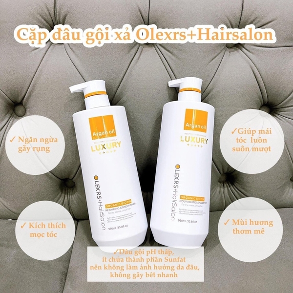 OLEXRS ARGAN OIL COLLAGEN - GỘI + XẢ TO 500ml (bản cao cấp LUXURY)-anh
