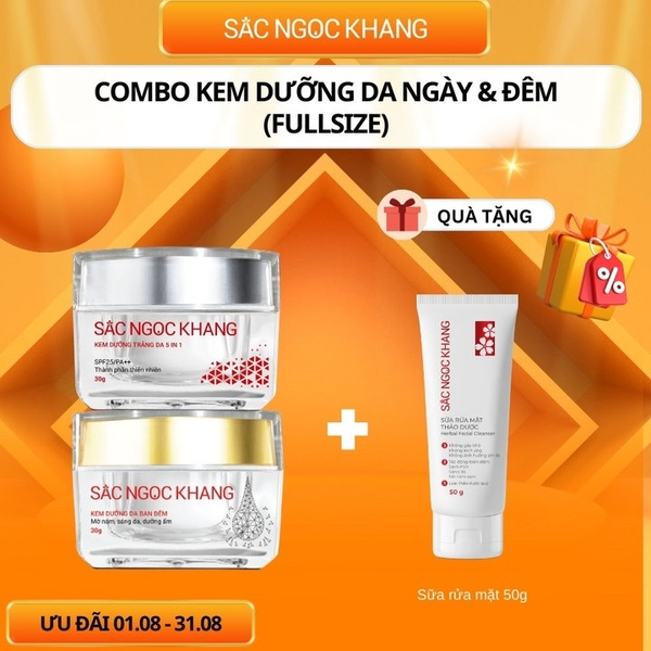 COMBO KEM DƯỠNG DA NGÀY VÀ ĐÊM - MỜ NÁM & DƯỠNG TRẮNG - SẮC NGỌC KHANG