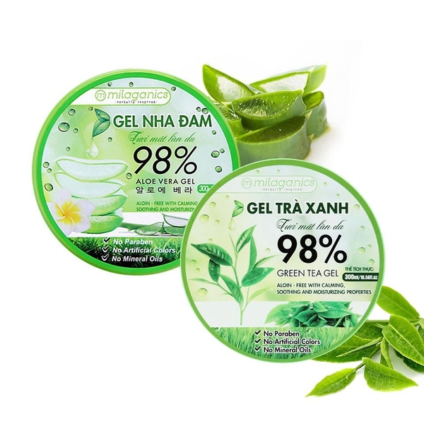 BỘ ĐÔI GEL NHA ĐAM VÀ TRÀ XANH DƯỠNG ẨM, GIẢM MỤN - MILAGANICS