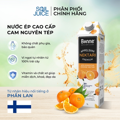 NƯỚC ÉP CAO CẤP CÓ THỊT QUẢ CAM BONNE  2. Thương hiệu: BONNE