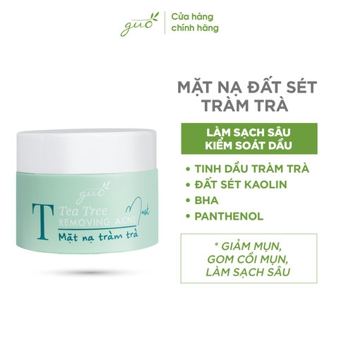 MẶT NẠ ĐẤT SÉT TRÀM TRÀ CẢI THIỆN MỤN, SẠCH SÂU, SE KHÍT LỖ CHÂN LÔNG - GUO TEA TREE MASK 50G