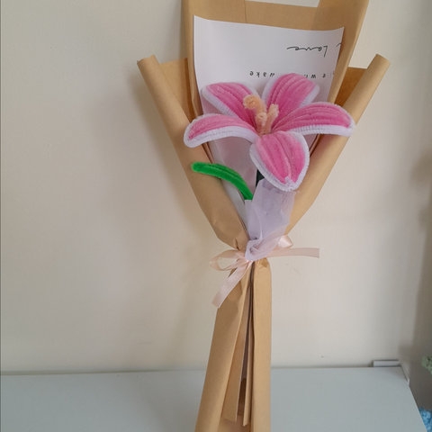 BÓ HOA LY KẼM NHUNG HANDMADE YUKISHOP YK23