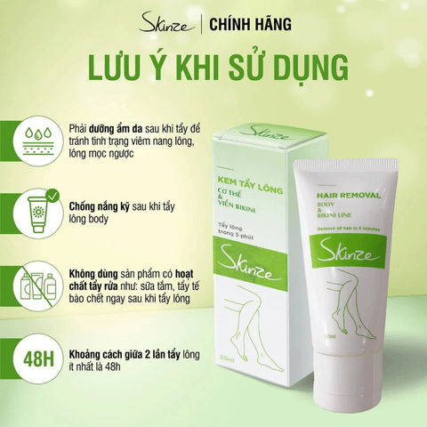 KEM TẨY LÔNG SKINZE HAIR REMOVAL TẨY LÔNG NÁCH LÔNG CHÂN LÔNG TAY VIỀN BIKINI SẠCH HƠN WAX LÔNG CẠO LÔNG
