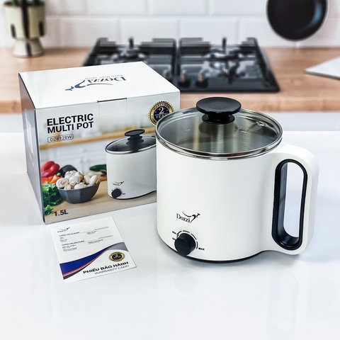 NỒI LẨU MINI CẦM TAY ,NỒI NẤU CƠM,NẤU MÌ ĐA NĂNG MINI DOZZI 1.5L DZE128W-PHƯƠNG THỦY MART