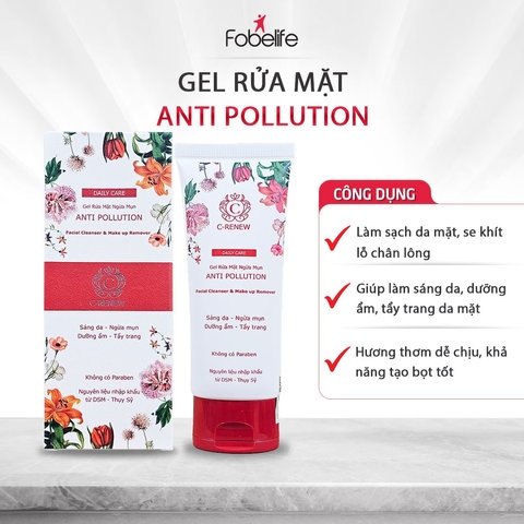 GEL RỬA MẶT ANTI POLLUTION DÀNH CHO DA DẦU LÀM SẠCH, LÀM SÁNG, TRẮNG DA - FOBELIFE