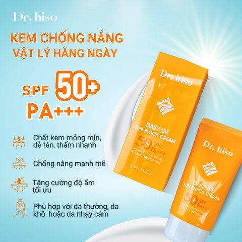 TUÝP] KEM CHỐNG NẮNG DR. HISO DAILY UV SUN BLOCK CREAM SPF 50 - 70ML