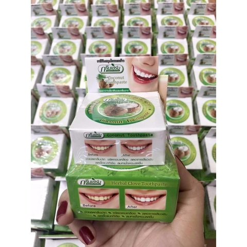 KEM TẨY TRẮNG RĂNG THÁI LAN GREEN HERB HŨ LỚN 25G TẶNG HỦ NHỎ 10G - GDN