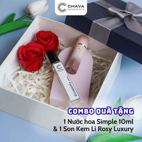 COMBO QUÀ TẶNG] 1 SON KEM LÌ ROSY LUXURY + 1 NƯỚC HOA SIMPLE 10ML - ROSY