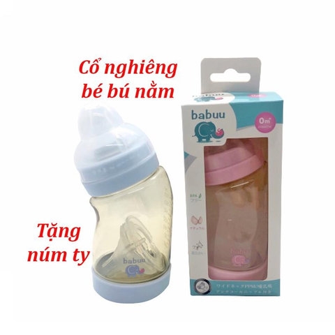 BÌNH SỮA CỔ NGHIÊNG BABUU 260ML TẶNG 1 NÚM TI 00658 - LADY'S PASSION