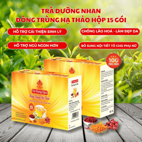 TRÀ DƯỠNG NHAN ĐÔNG TRÙNG HẠ THẢO HỘP 15 GÓI - YẾN BEAUTY