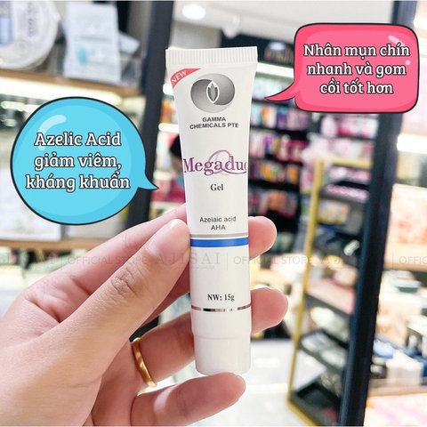 MEGADUO GEL GAMMA CHEMICALS, GEL GIẢM MỤN ẨN VÀ THÂM, GIẢM MỤN ĐẦU ĐEN 15G - GDN